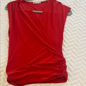 Zara Vibrant Red Sleeveless Blouse Sz S